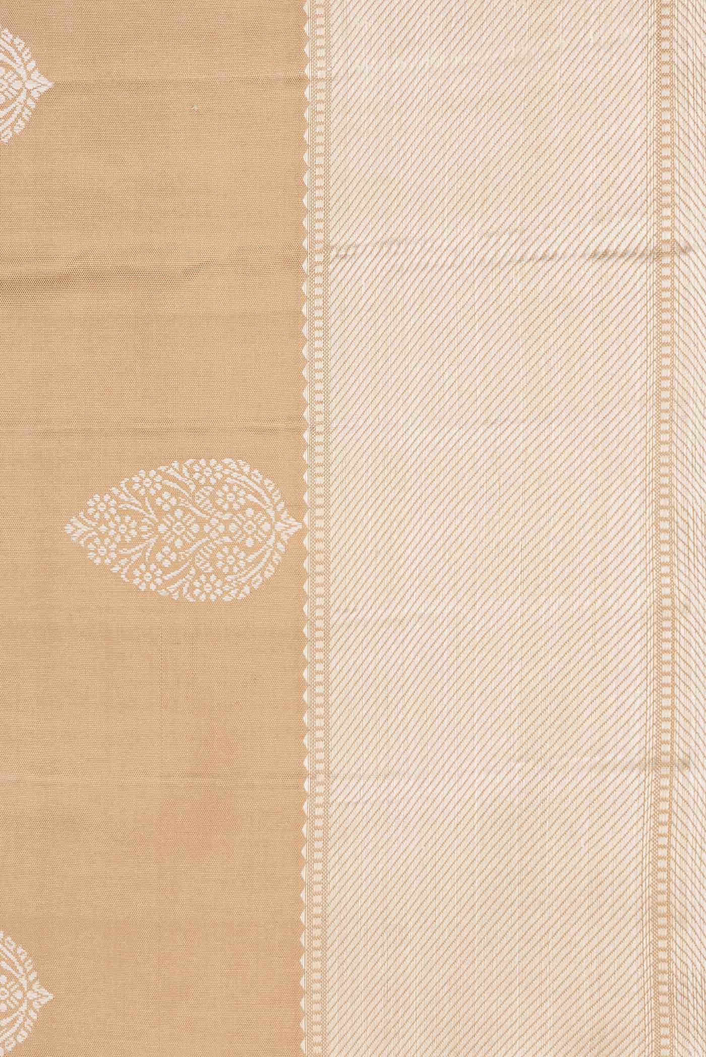 Border image of Beige Dual Tone Kanjivaram Saree with Thread Butta on the body and Thread Border. 