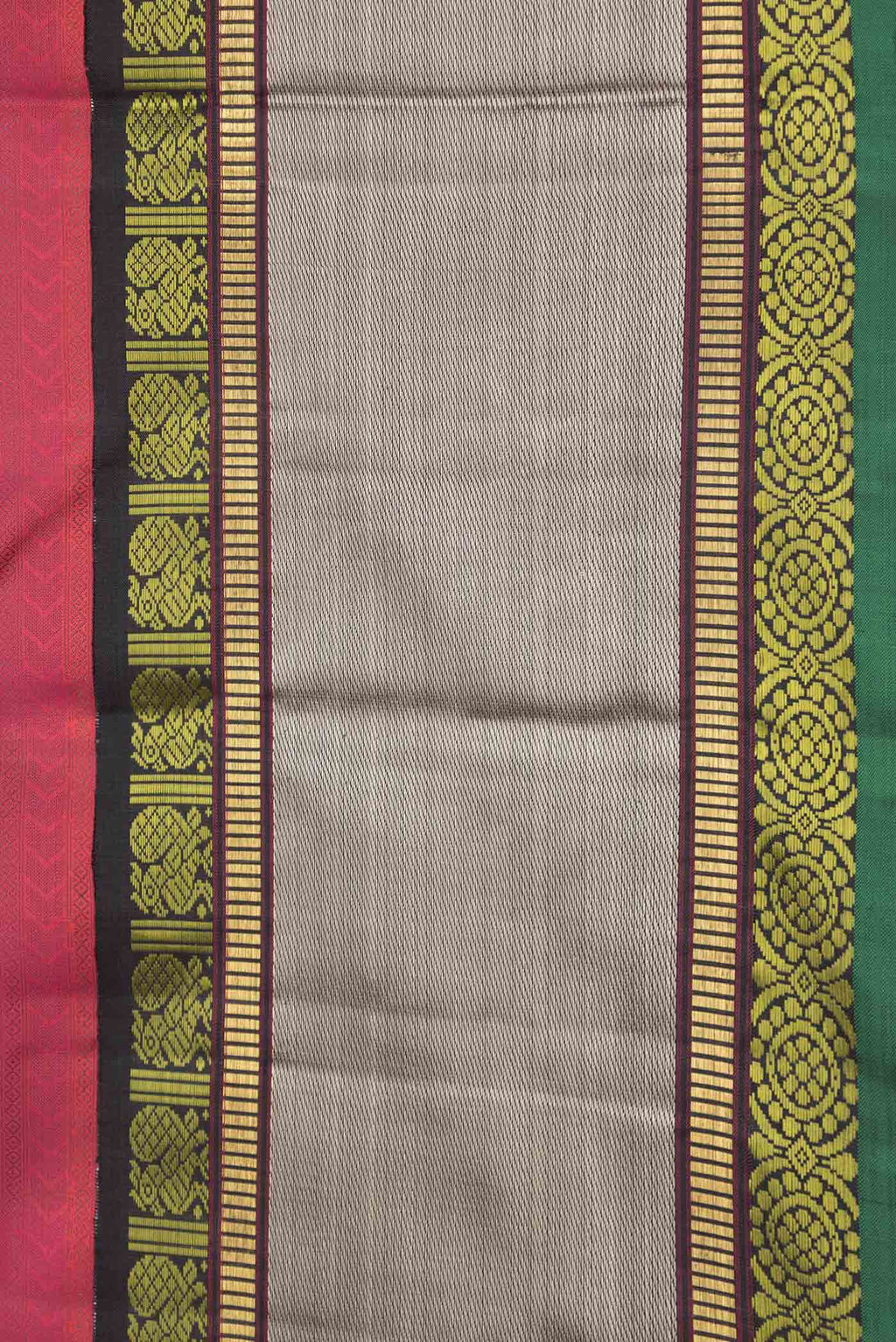 Border image of Pink Dual Tone Kanchipuram Silk Saree with Zari Brocade on the body and Zari Border