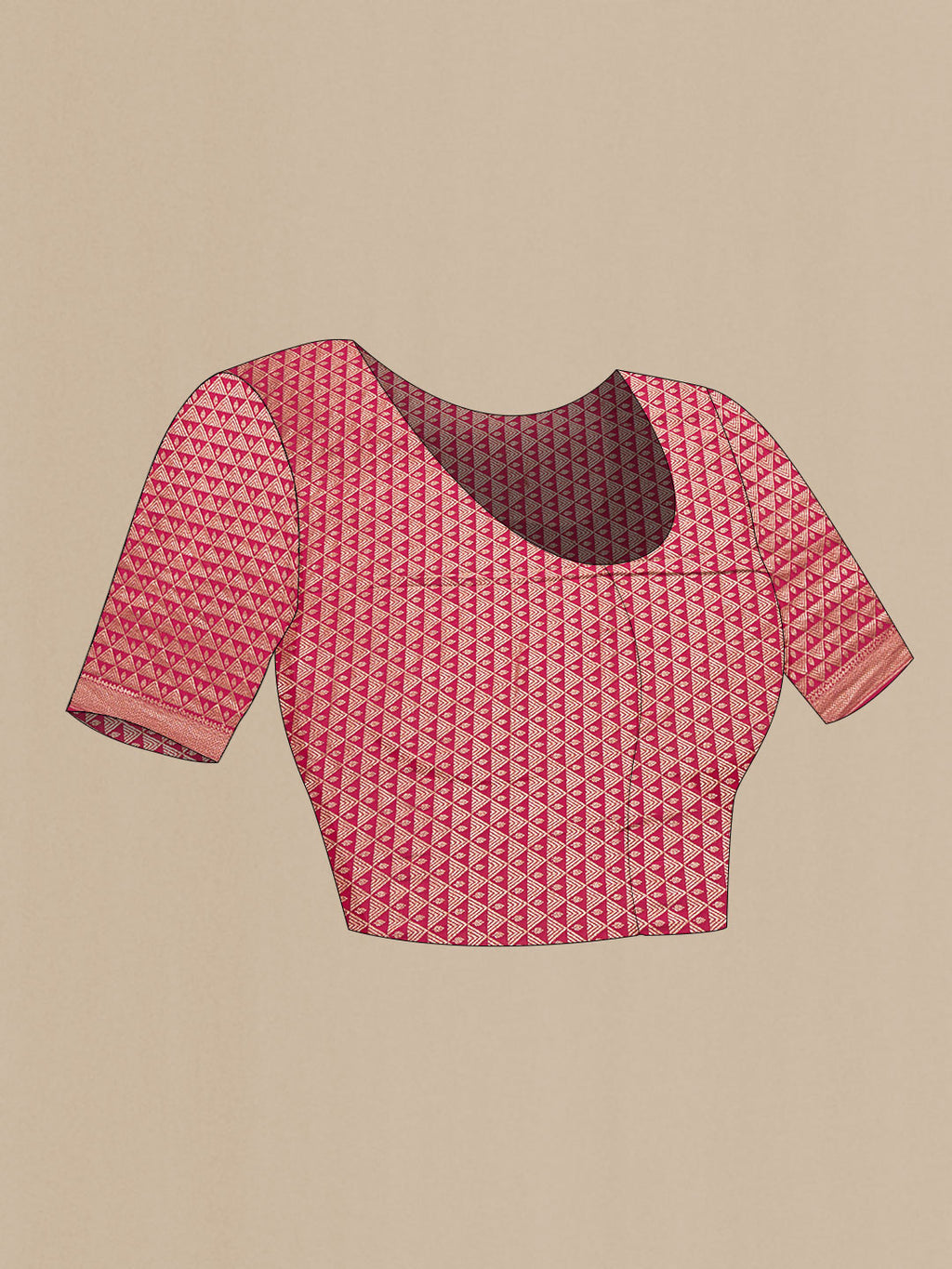 Close up image of the blouse of Pink Dual Tone Banarasi Georgette Saree with Zari Brocade on the body and Zari Border. 