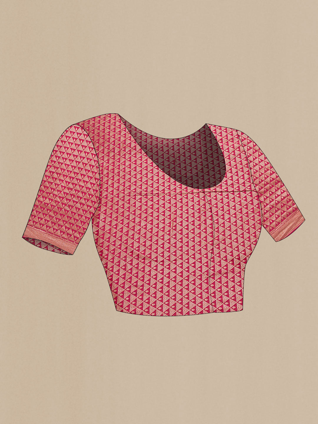 Close up image of the blouse of Pink Dual Tone Banarasi Georgette Saree with Zari Brocade on the body and Zari Border. 