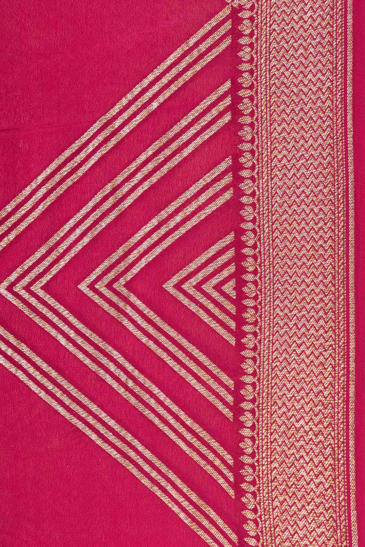 Border image of Pink Dual Tone Banarasi Georgette Saree with Zari Brocade on the body and Zari Border. 