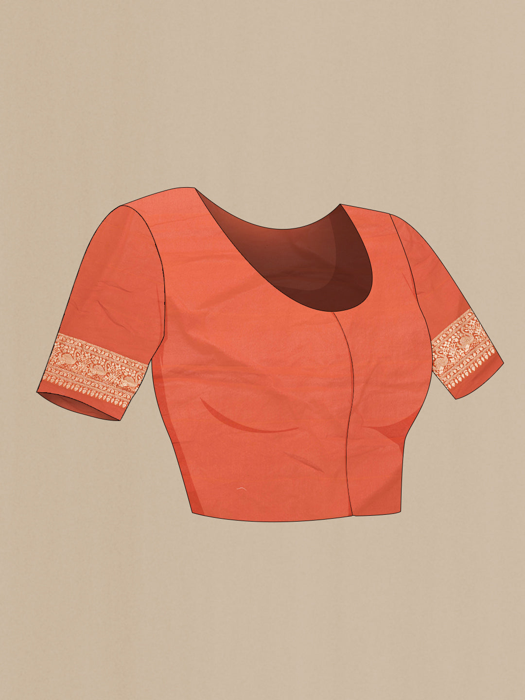 Close up image of the blouse of Pink Dual Tone Banarasi Georgette Saree with Zari Brocade on the body and Zari Border. 