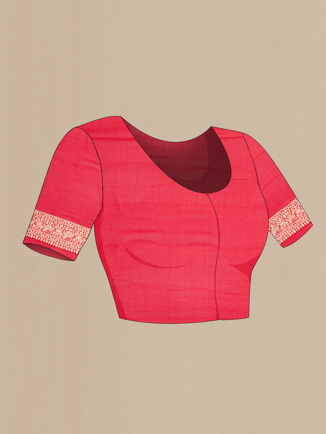 Close up image of the blouse of Bottle Green Banarasi Georgette Saree with Zari Brocade on the body and Zari Border. 