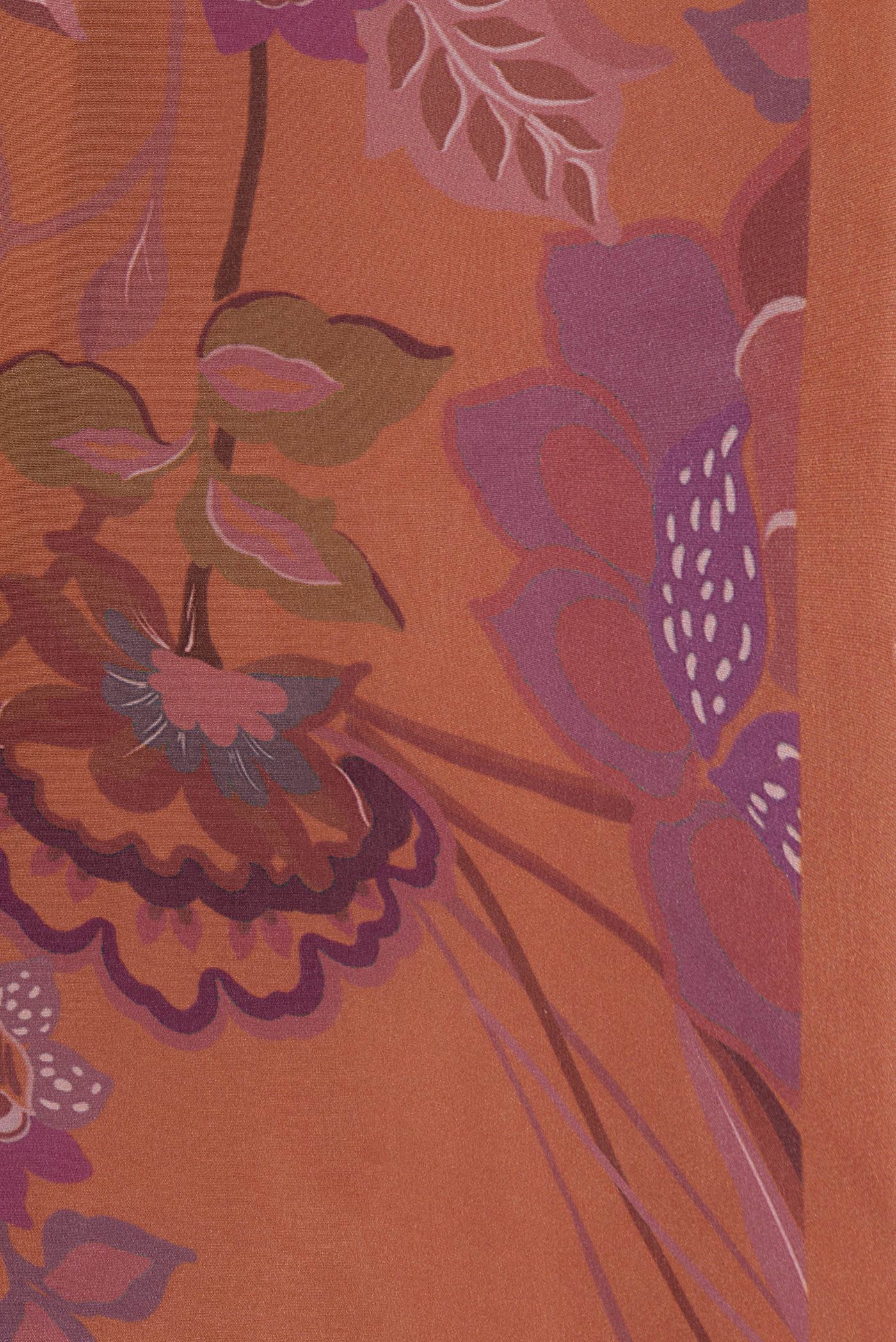 Border image of Brown Dual Tone Mysore Crepe Saree with Printed design on the body and Without Border. 