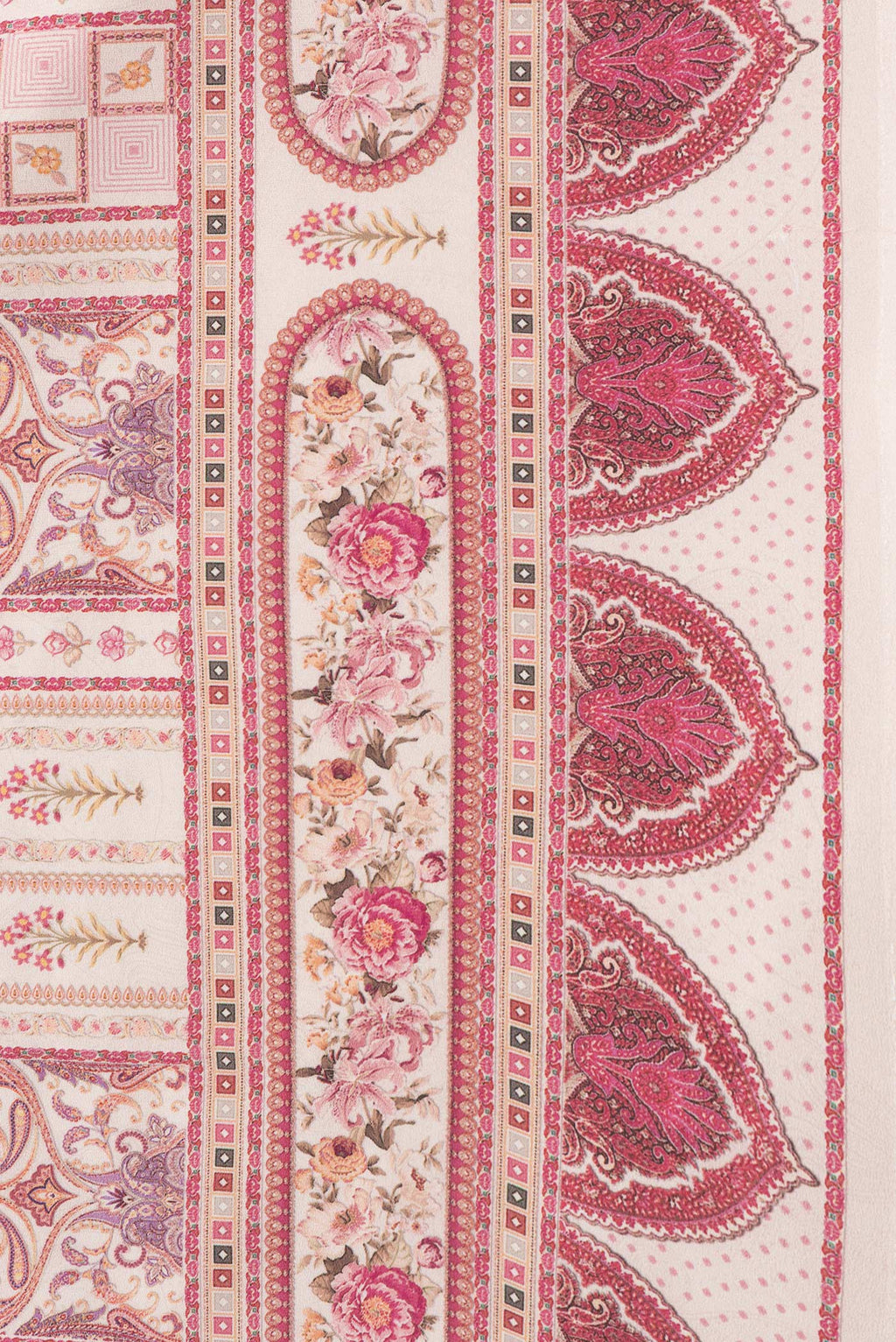 Border image of Beige Dual Tone Mysore Crepe Saree with Printed design on the body and Printed Border. 