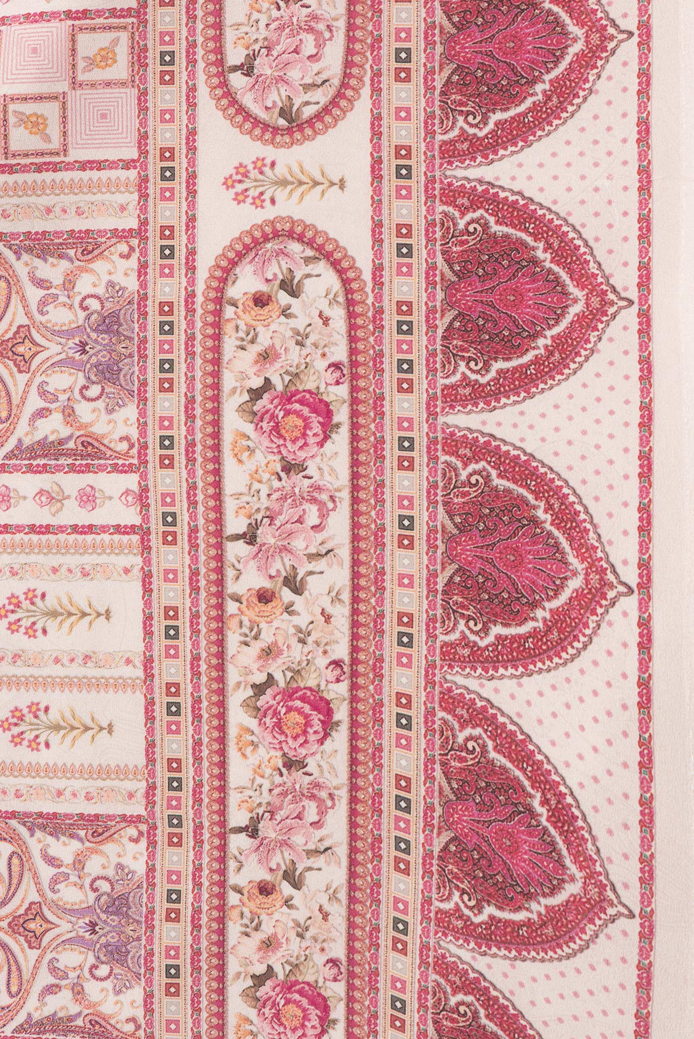 Border image of Beige Dual Tone Mysore Crepe Saree with Printed design on the body and Printed Border. 