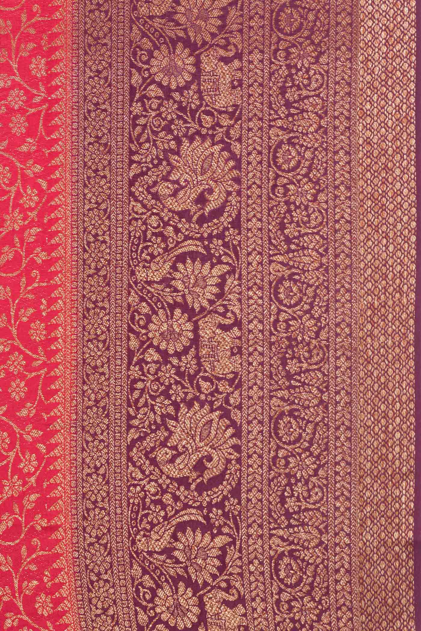 Border image of Pink Dual Tone Banarasi Silk Saree with Zari Brocade on the body and Zari Border. 
