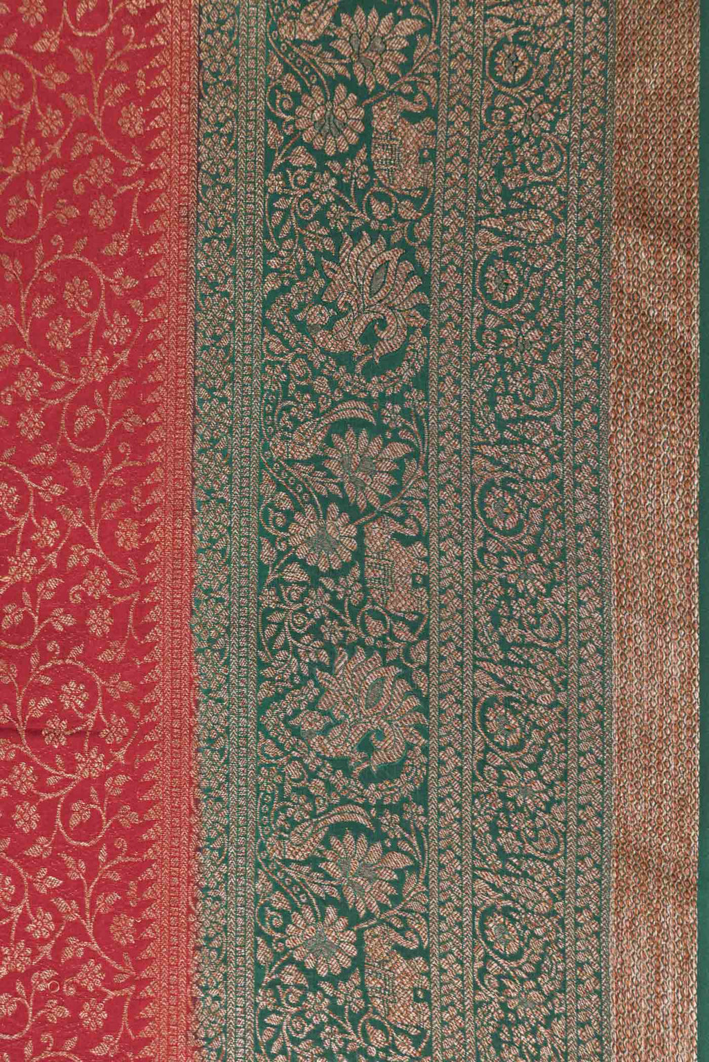Border image of Red Dual Tone Banarasi Georgette Saree with Zari Brocade on the body and Zari Border. 