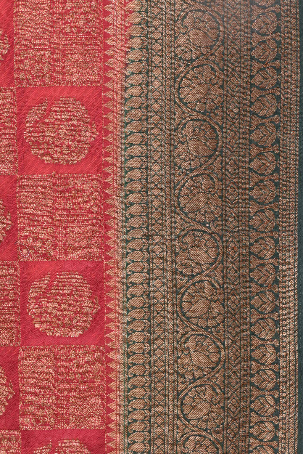 Border image of Red Dual Tone Banarasi Georgette Saree with Zari Brocade on the body and Zari Border. 