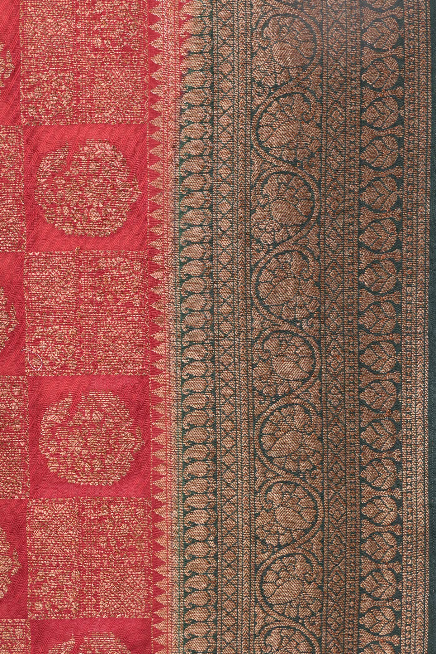 Border image of Red Dual Tone Banarasi Georgette Saree with Zari Brocade on the body and Zari Border. 