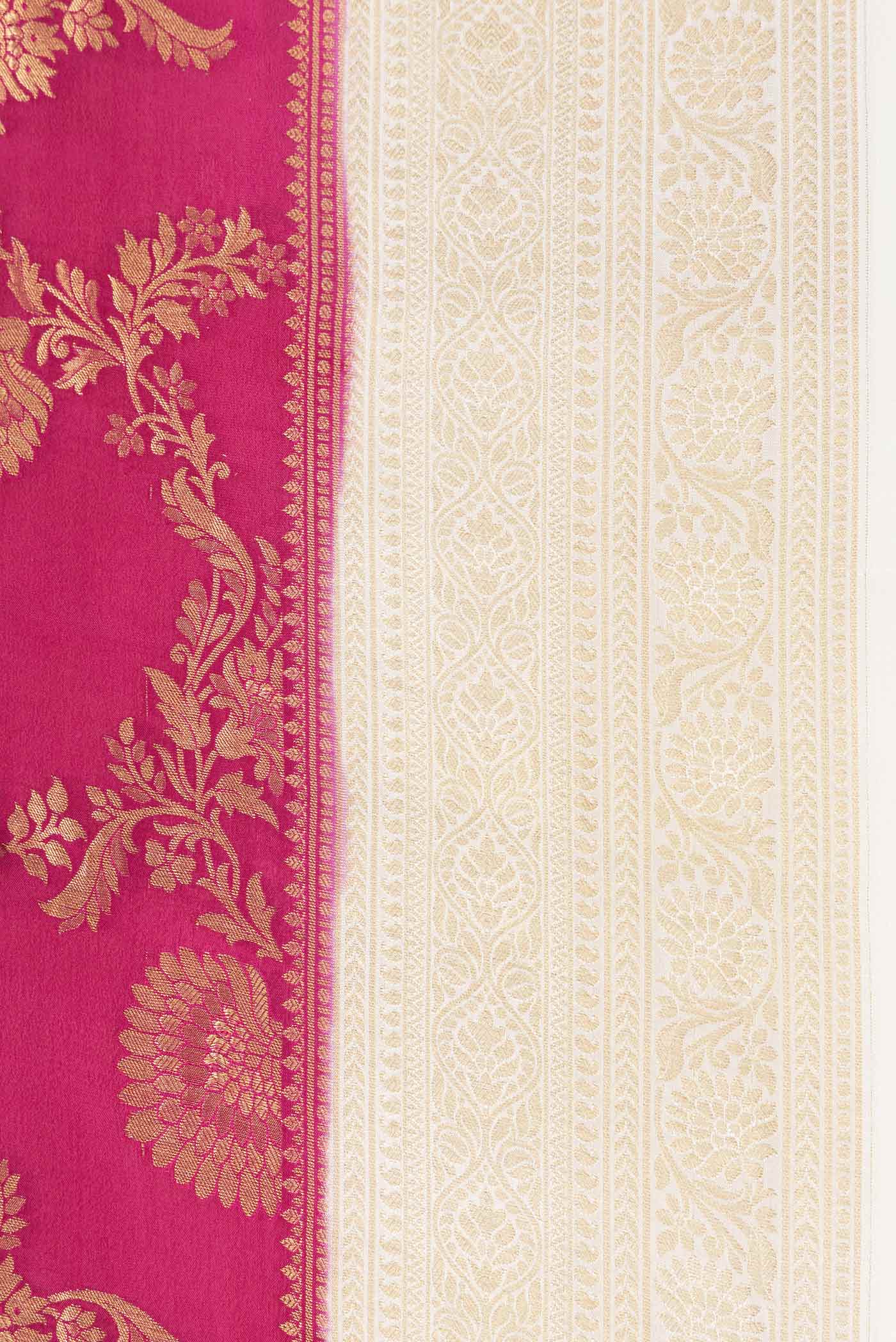 Border image of Pink Dual Tone Banarasi Georgette Saree with Zari Brocade on the body and Zari Border. 
