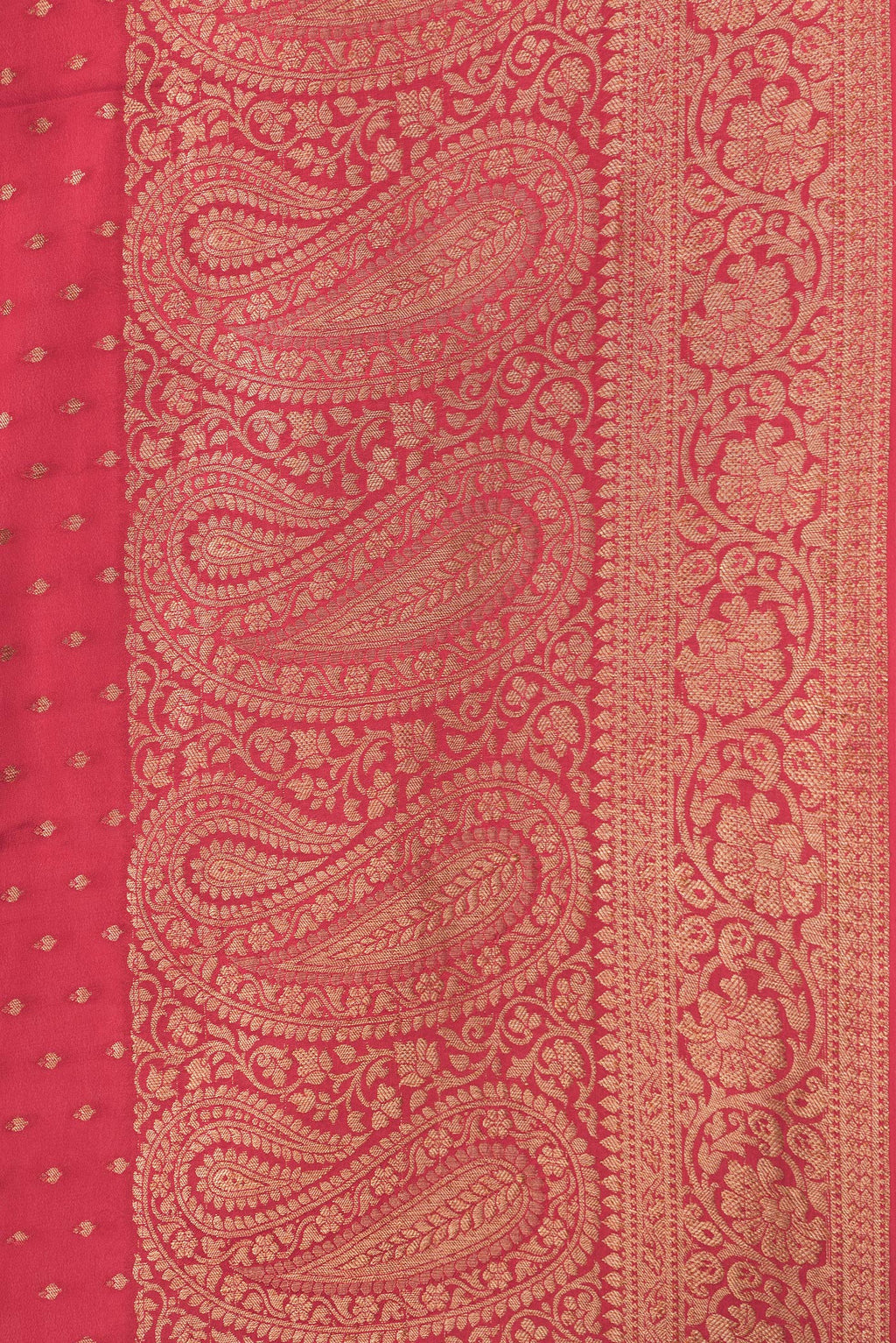 Border image of Red Dual Tone Banarasi Georgette Saree with Zari Brocade on the body and Zari Border. 