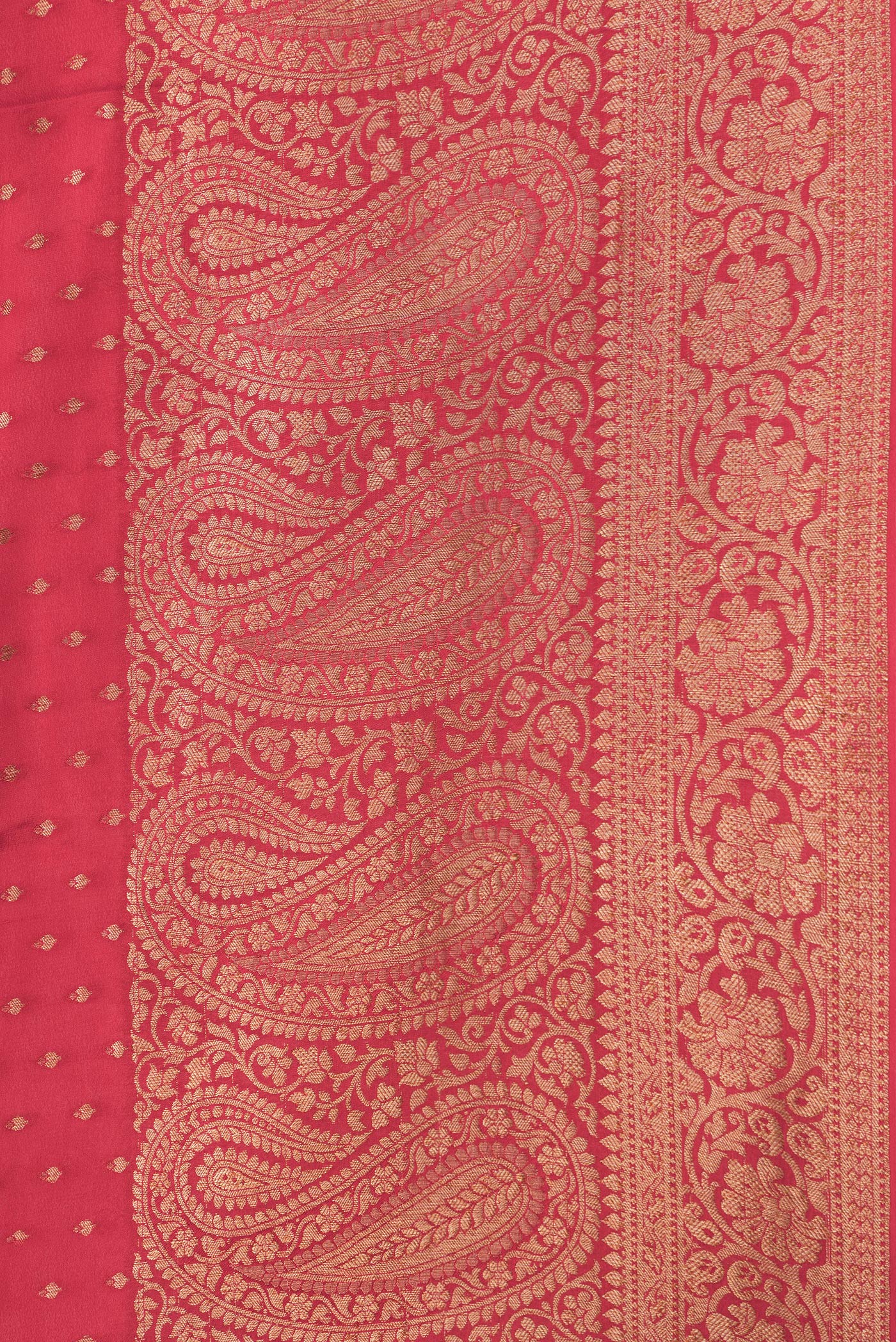 Border image of Red Dual Tone Banarasi Georgette Saree with Zari Brocade on the body and Zari Border. 