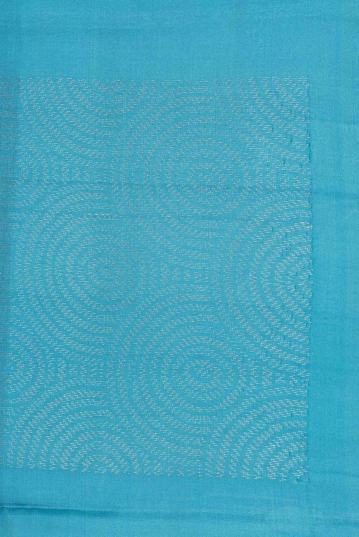 Border image of Sky Blue Dual Tone Soft Silk Saree with Zari Butta on the body and Without Border. 
