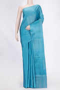 Sky Blue Dual Tone Soft Silk Saree with Zari Butta on the body and Without Border.  displayed on a mannequin