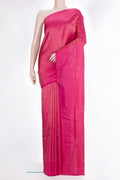 Pure Silk Dark Pink Soft Saree with Zari Brocade on the body and Fancy Border.  displayed on a mannequin