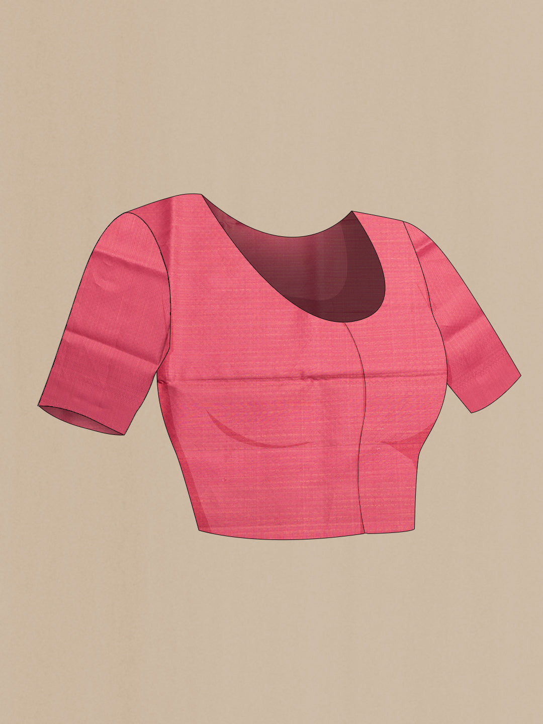 Close up image of the blouse of Pure Silk Pink Dual Tone Soft Saree with Zari Brocade on the body and Fancy Border. 