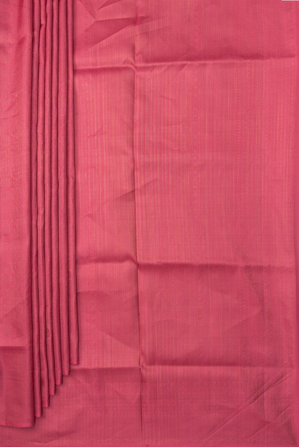 Pleats and pallu of Pure Silk Pink Dual Tone Soft Saree with Zari Brocade on the body and Fancy Border. 