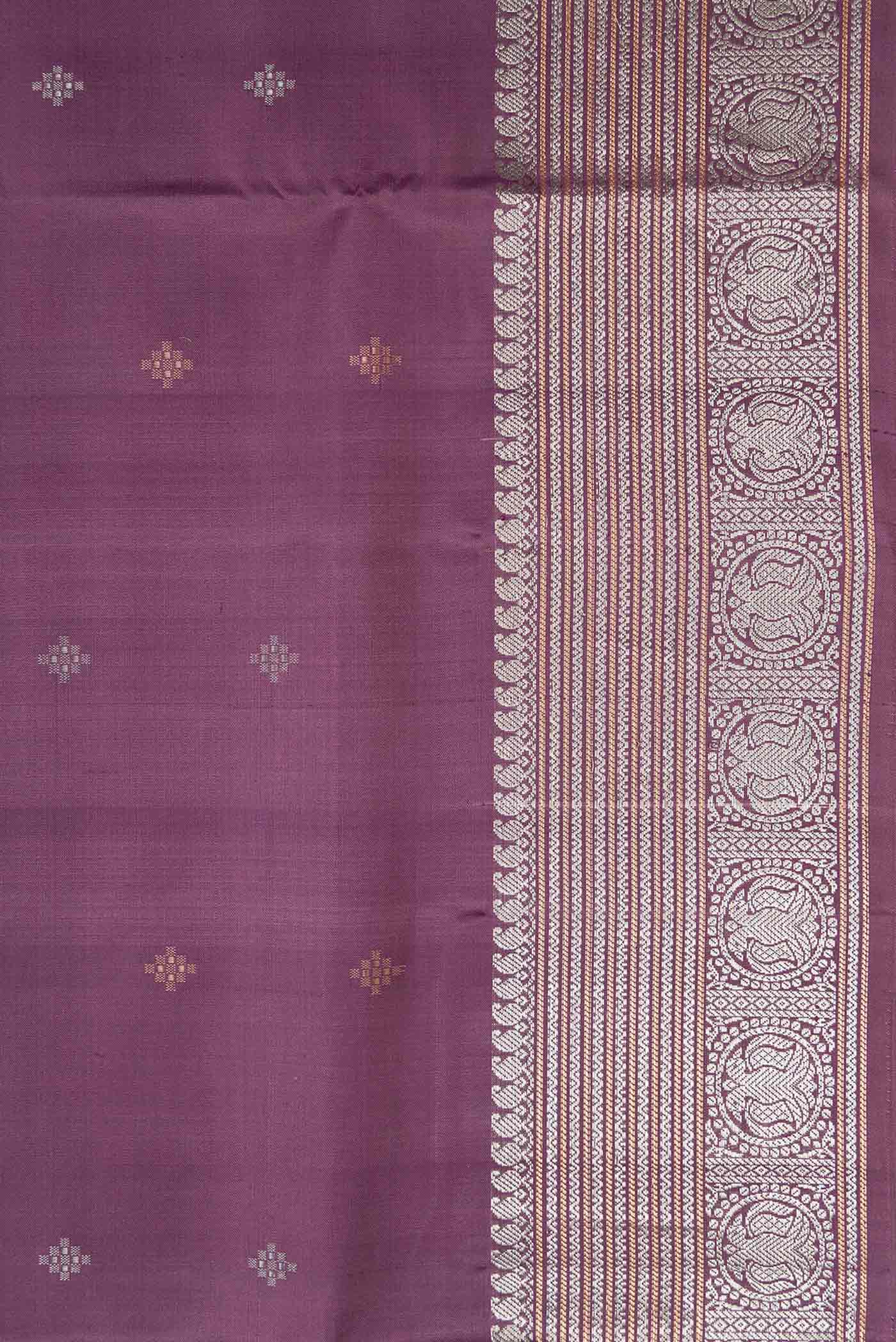 Border image of Purple Dual Tone Soft Silk Saree with Zari Butta on the body and Zari Border. 