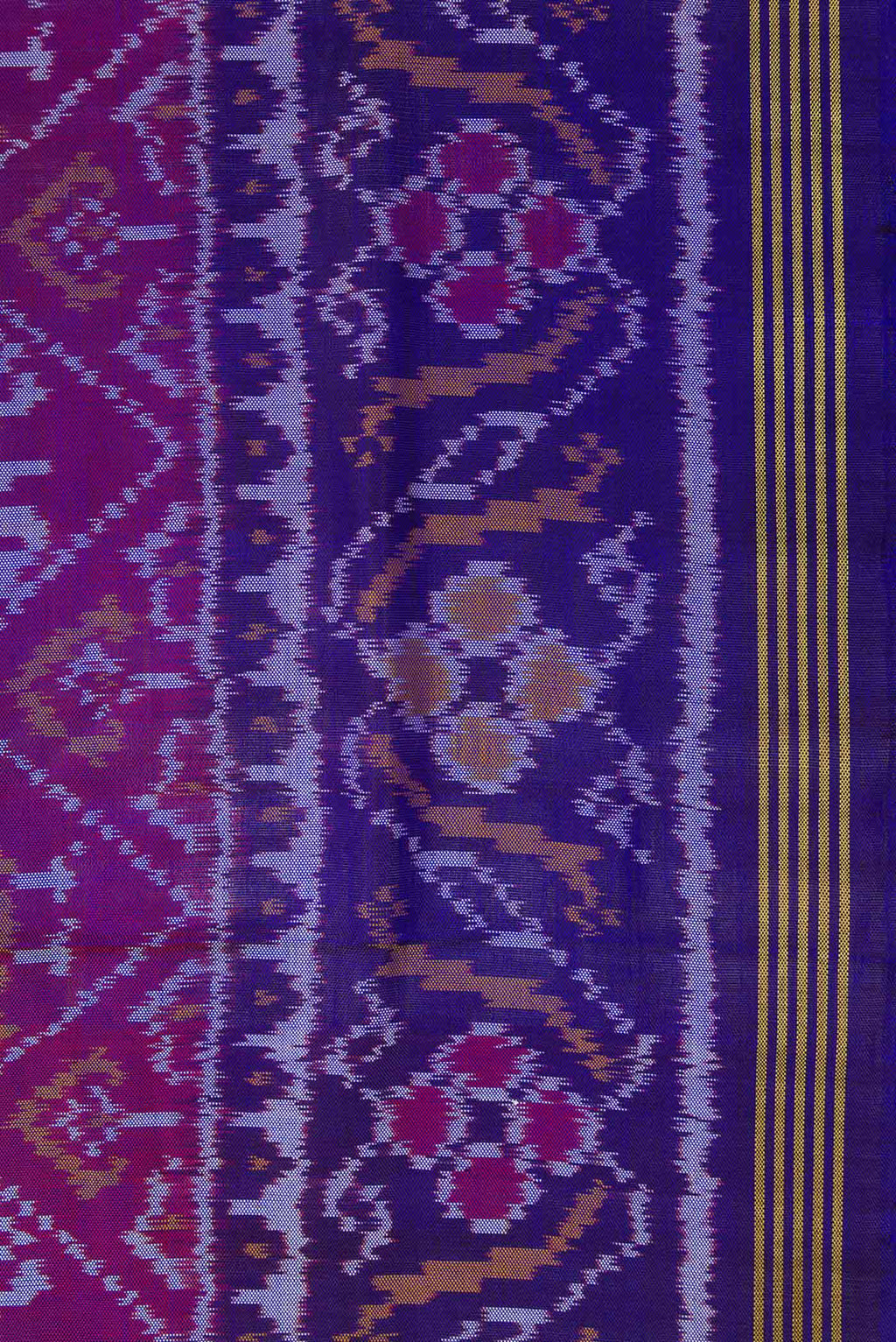 Border image of Purple Dual Tone Rajkot Patola Silk Saree with Ikat Print on the body and Ikat Border