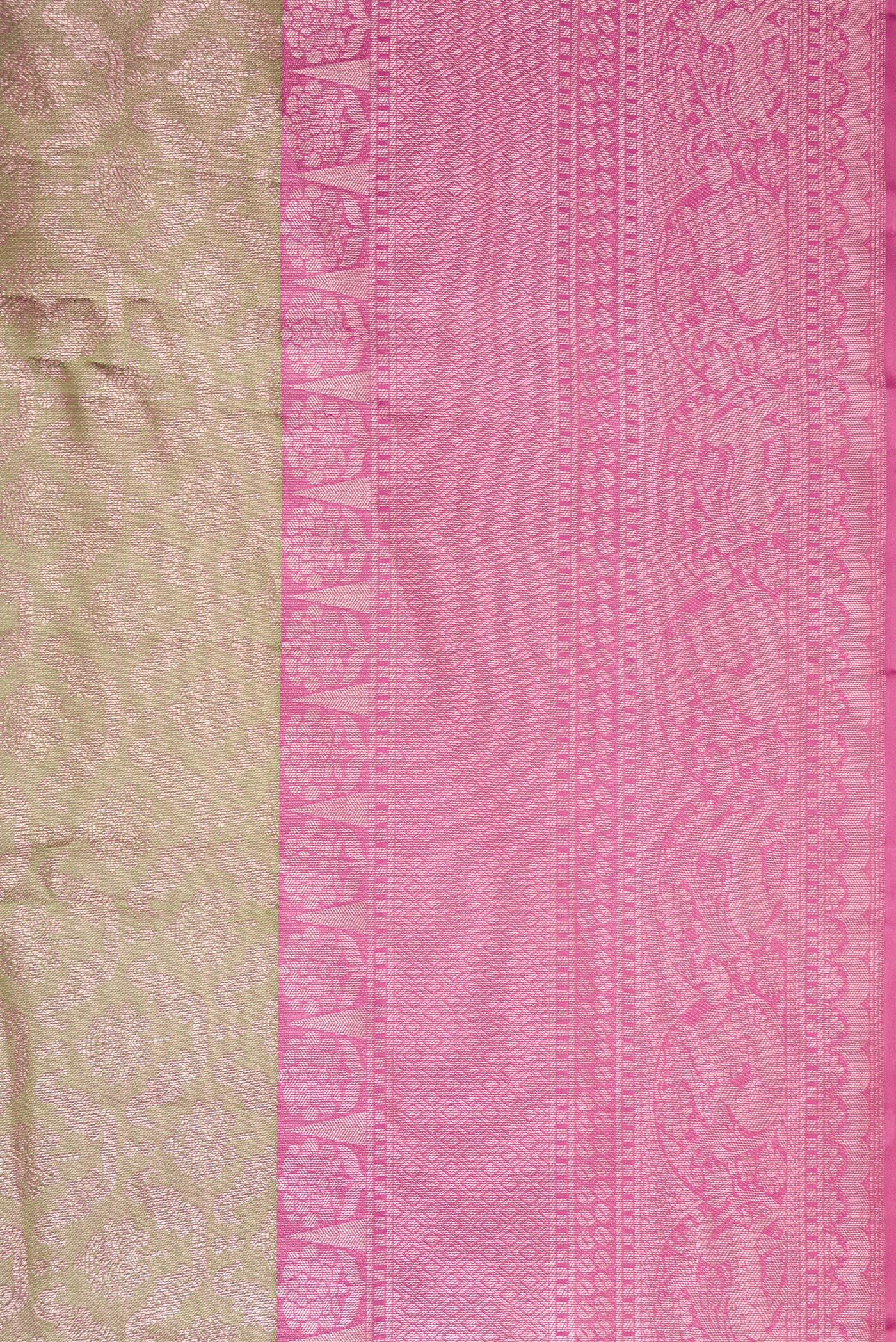 Border image of Pista Green Dual Tone Kanjivaram Silk Saree with Zari Brocade on the body and Zari Border. 