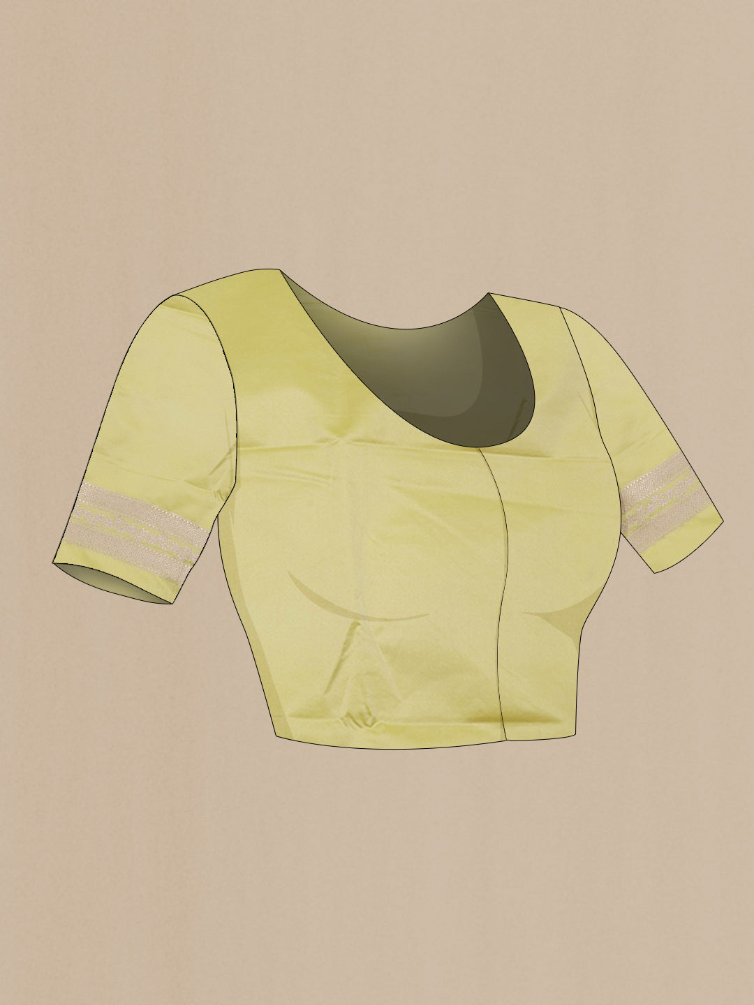 Close up image of the blouse of Lemon Yellow Dual Tone Blended Banarasi Silk Saree with Zari Butta on the body and Zari Border