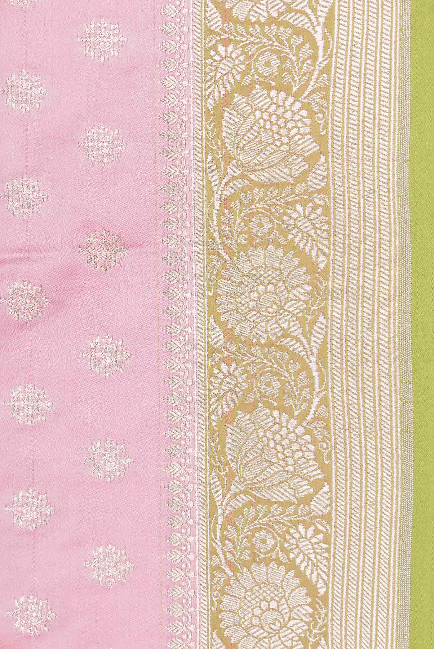 Border image of Pink Dual Tone Blended Banarasi Silk Saree with Zari Butta on the body and Zari Border