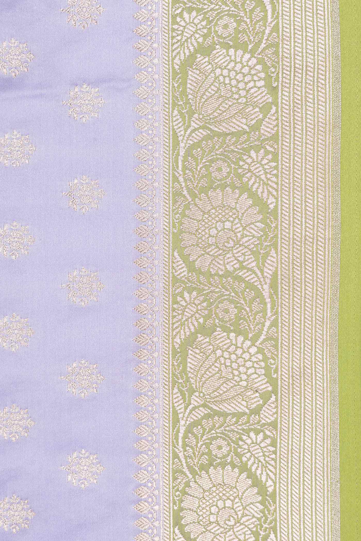 Border image of Lavender Dual Tone Blended Banarasi Silk Saree with Zari Butta on the body and Zari Border