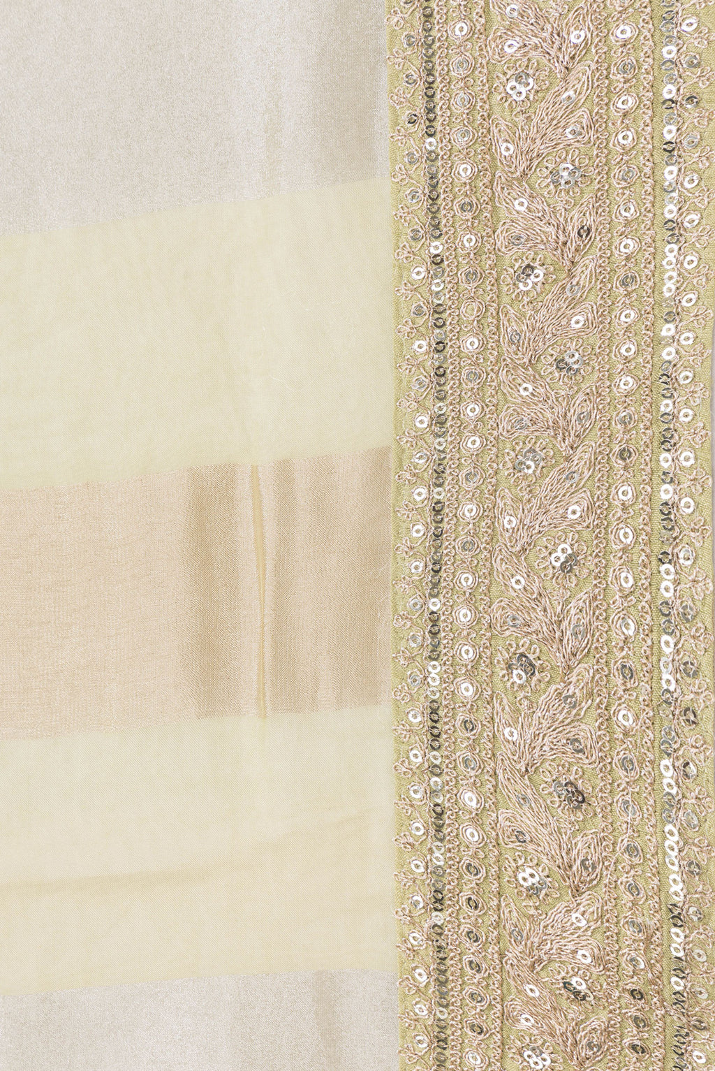 Border image of Pista Green Dual Tone Mysore Georgette Saree with Stripes on the body and Sequin Border. 