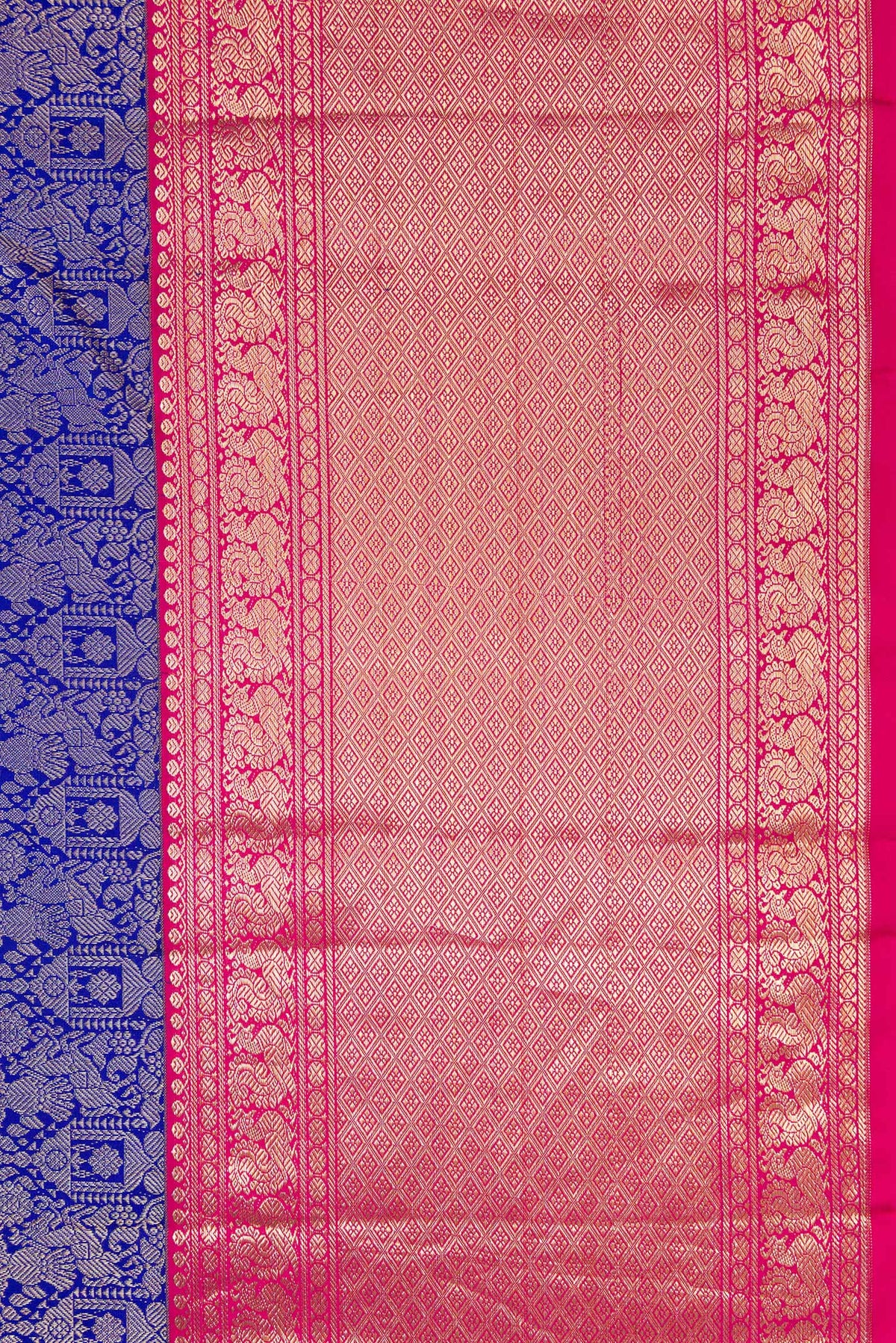 Border image of Royal Blue Dual Tone Kanjivaram Silk Saree with Zari Brocade on the body and Zari Border. 