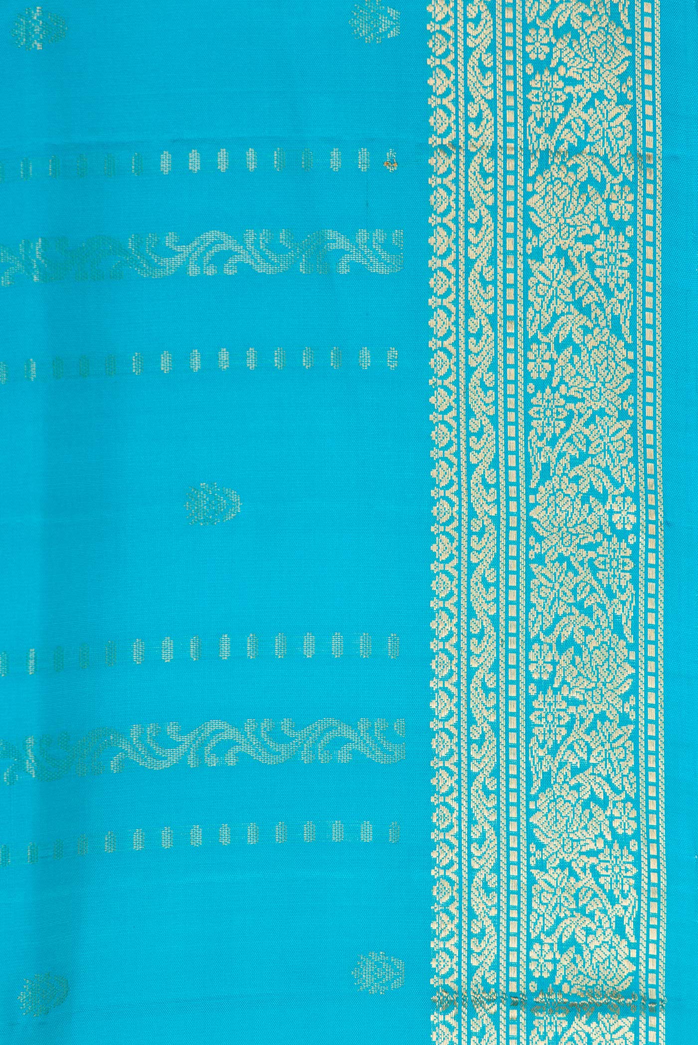 Border image of Sky Blue Dual Tone Soft Silk Saree with Zari Butta on the body and Zari Border. 
