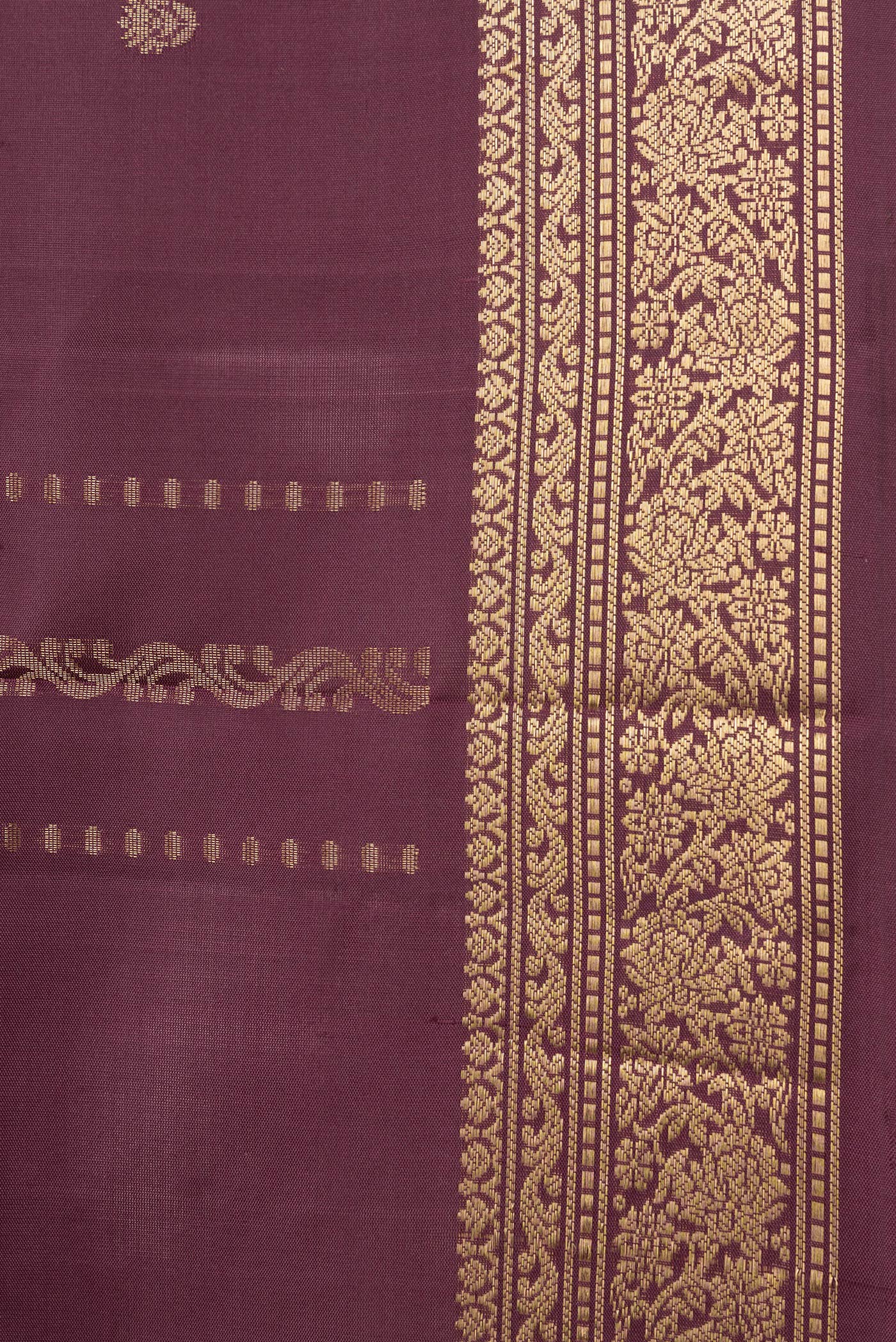 Border image of Maroon Dual Tone Soft Silk Saree with Zari Butta on the body and Zari Border. 
