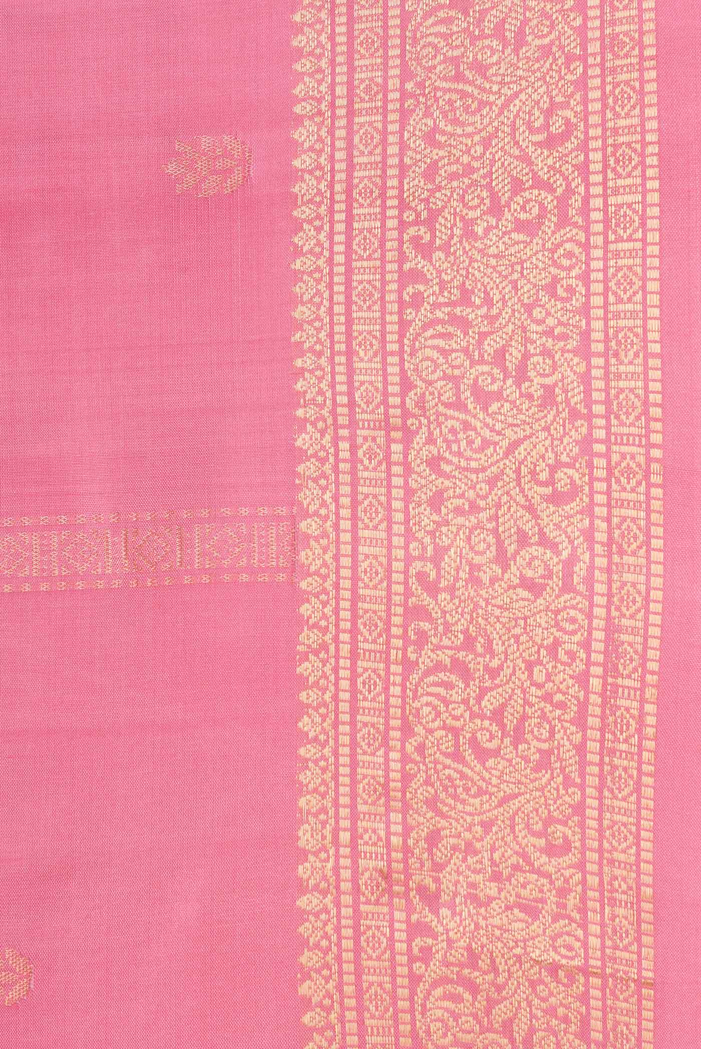 Border image of Pink Dual Tone Soft Silk Saree with Zari Butta on the body and Zari Border. 