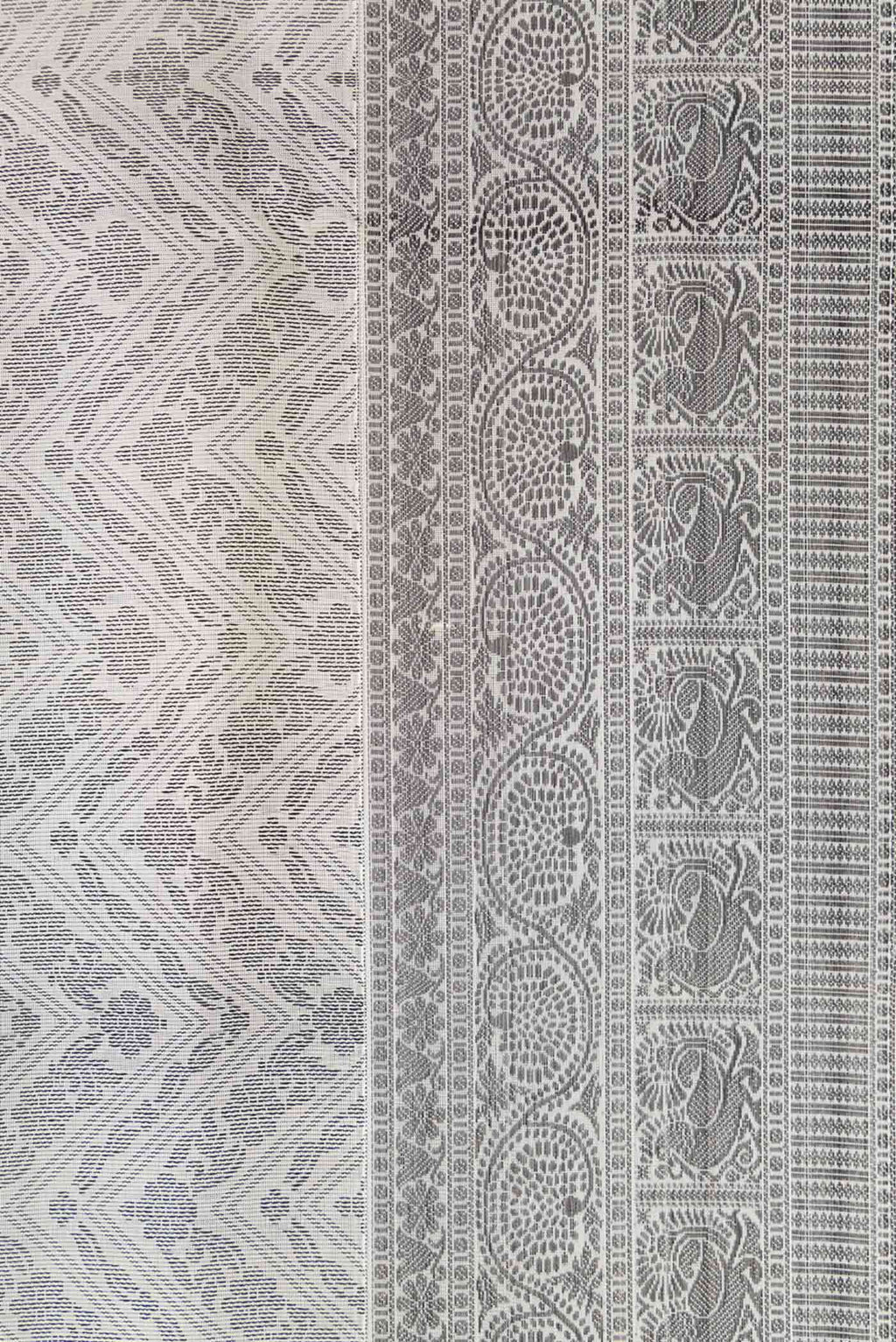 Border image of Off White Dual Tone Soft Silk Saree with Jacquard design on the body and Thread Border. 