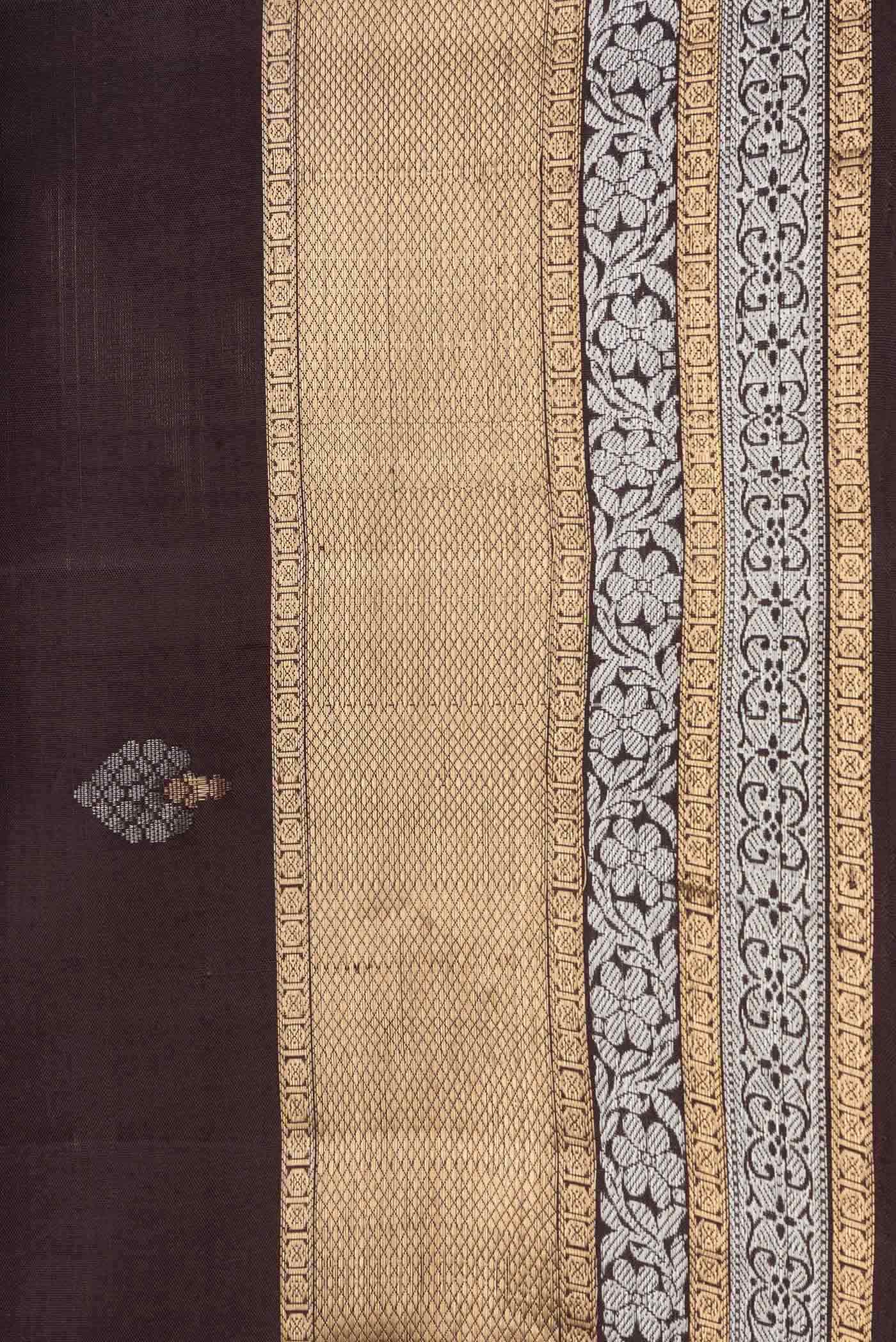 Border image of Coffee Brown Dual Tone Soft Silk Saree with Zari Butta on the body and Zari Border. 