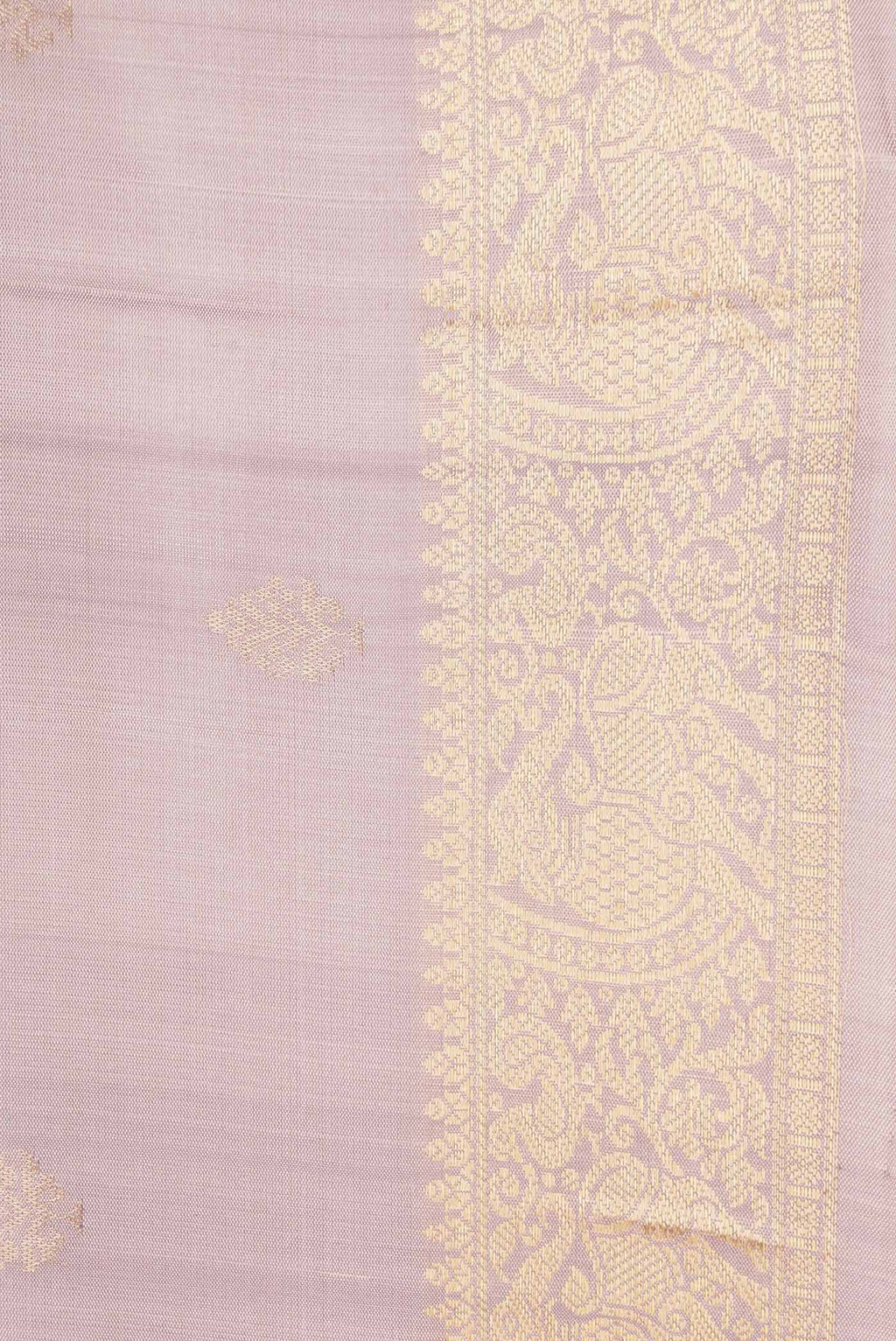 Border image of Rose Gold Dual Tone Soft Silk Saree with Zari Butta on the body and Zari Border. 