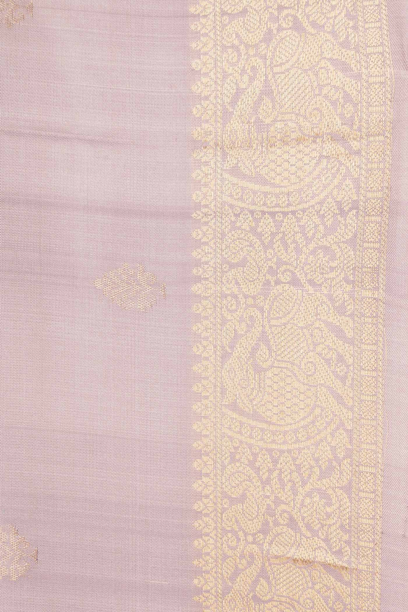 Border image of Rose Gold Dual Tone Soft Silk Saree with Zari Butta on the body and Zari Border. 