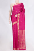 Dark Pink Dual Tone Soft Silk Saree with Zari Butta on the body and Zari Border.  displayed on a mannequin