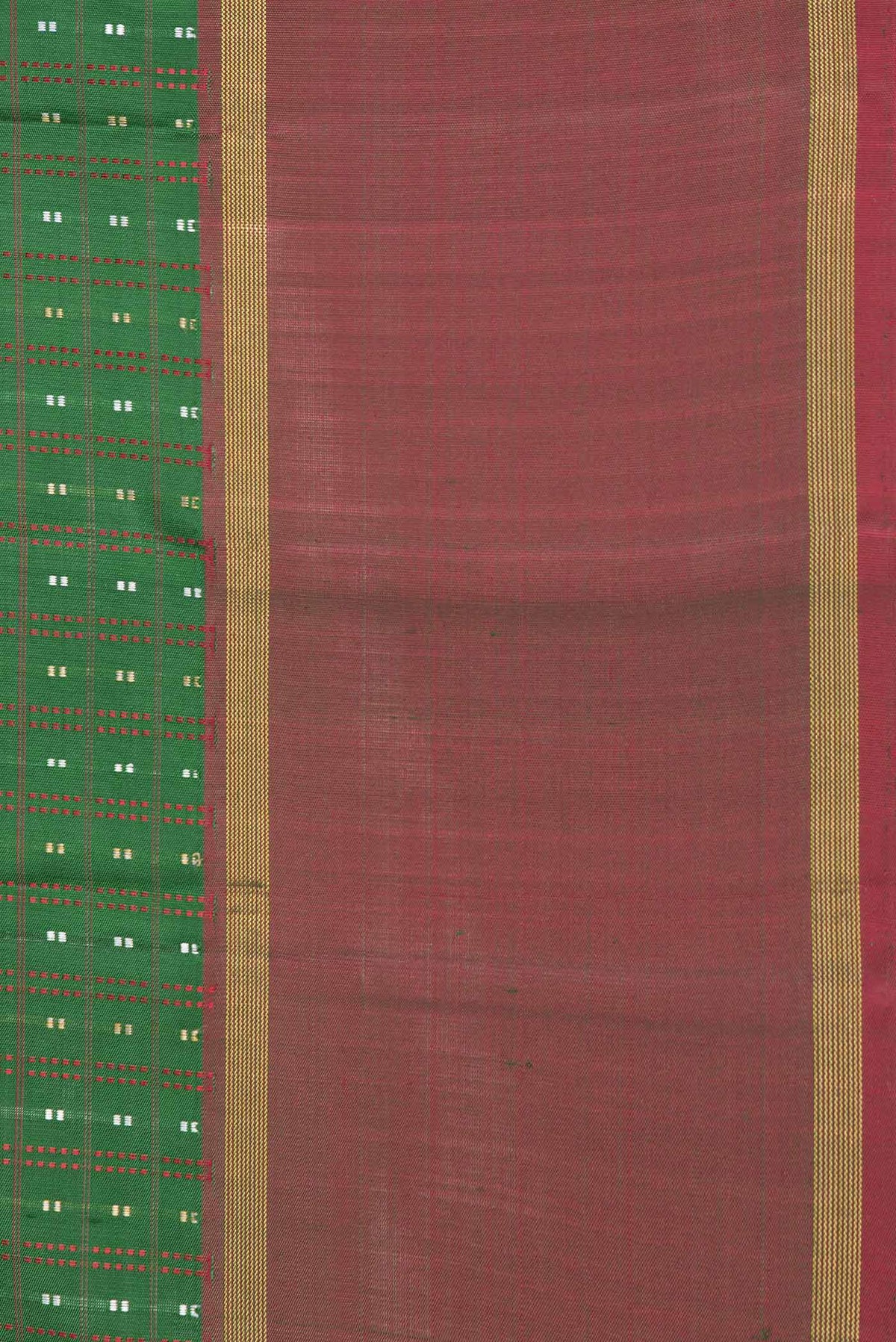 Border image of Green Dual Tone Kanchipuram Saree with Checked design on the body and Zari Border
