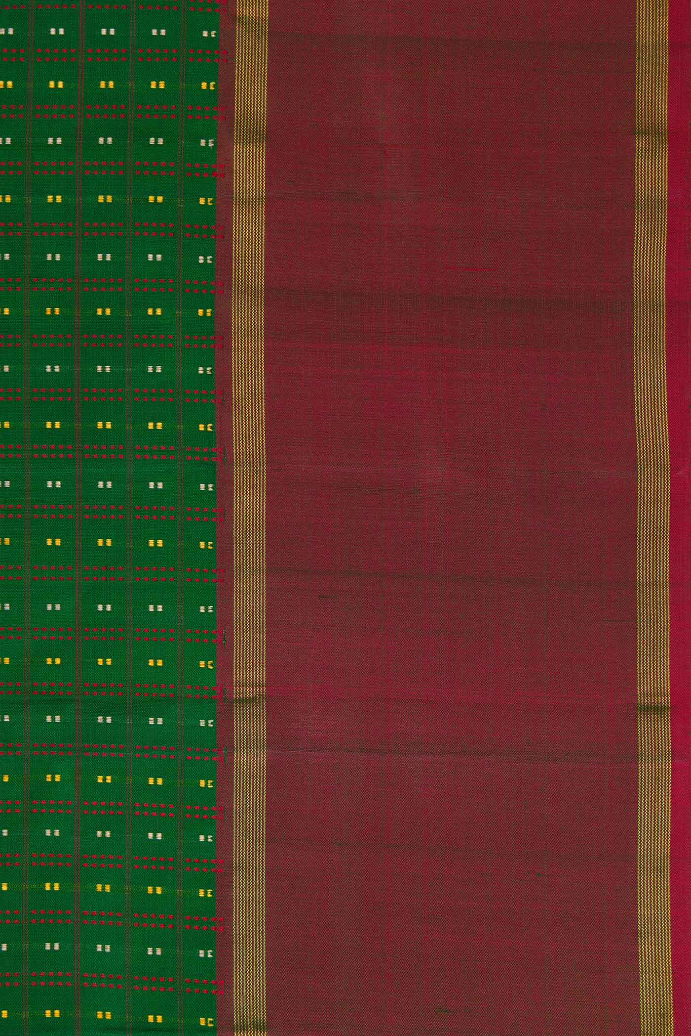 Border image of Bottle Green Dual Tone Kanchipuram Silk Saree with Stripes on the body and Zari Border