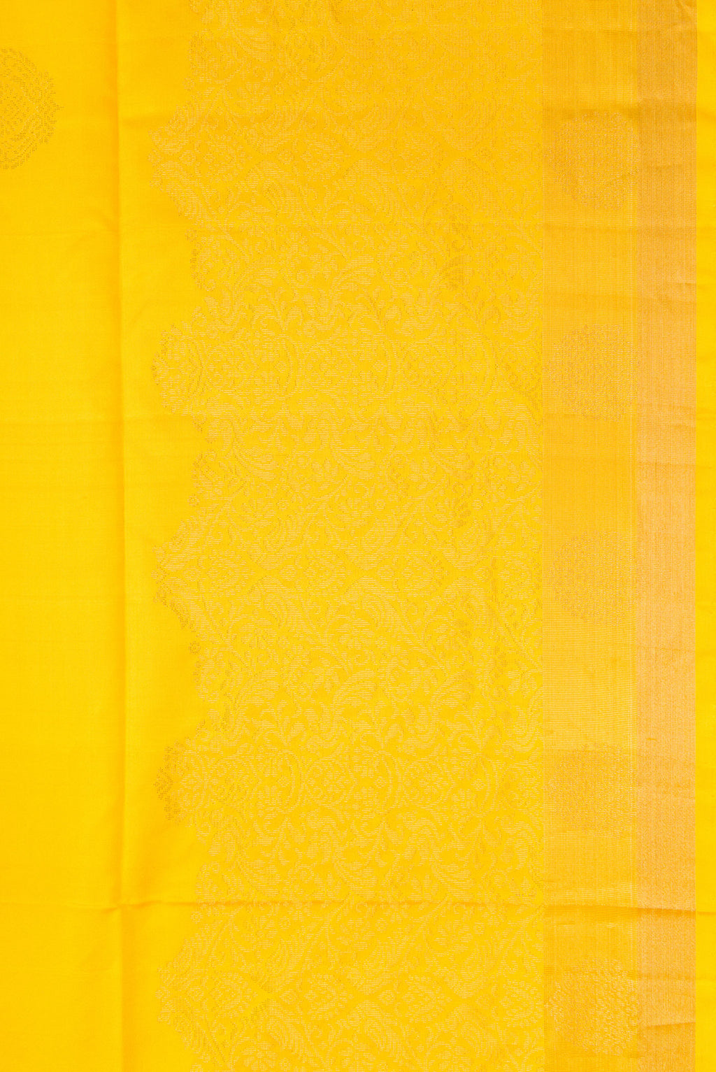 Border image of Yellow Dual Tone Soft Silk Saree with Zari Butta on the body and Zari Border. 