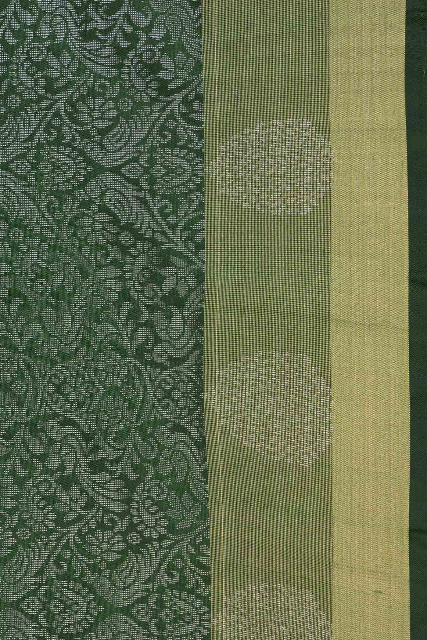Border image of Bottle Green Dual Tone Soft Silk Saree with Zari Butta on the body and Zari Border. 