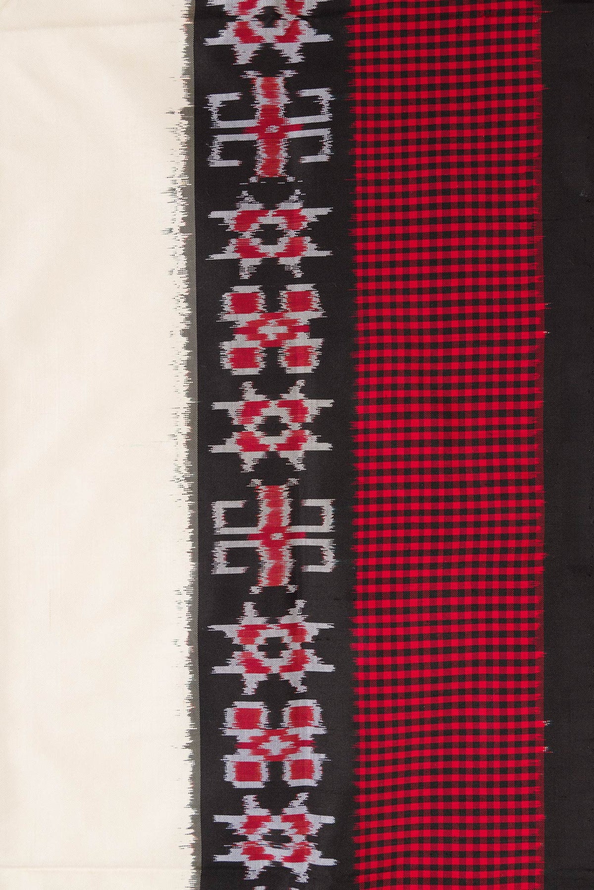 Border image of Sandal Dual Tone Double Ikat Saree with Plain Body and Ikat Border. 