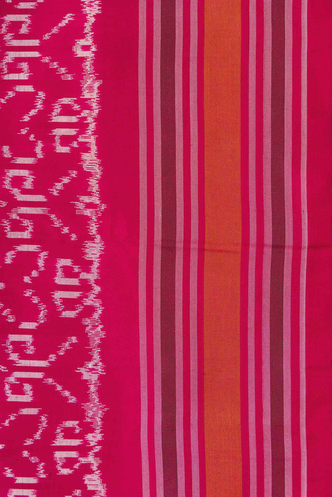 Border image of Pink Dual Tone Double Ikat Saree with Ikat Print on the body and Thread Border