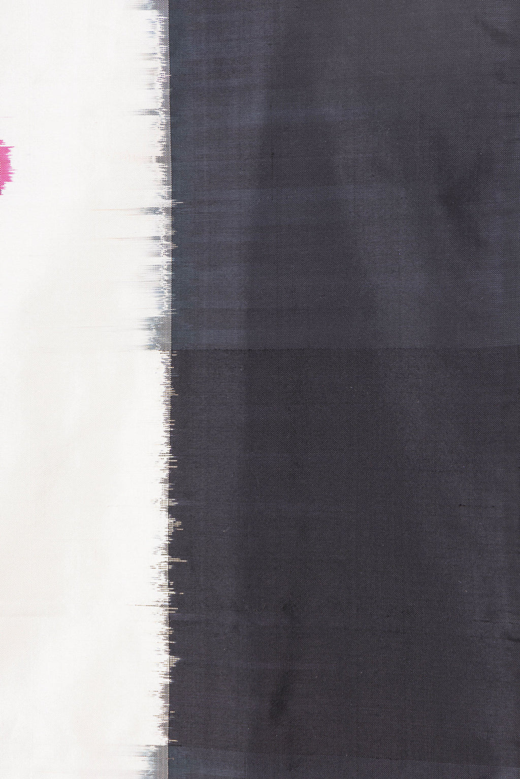 Border image of Off White Dual Tone Double Ikat Saree with Ikat Print on the body and Plain Border. 