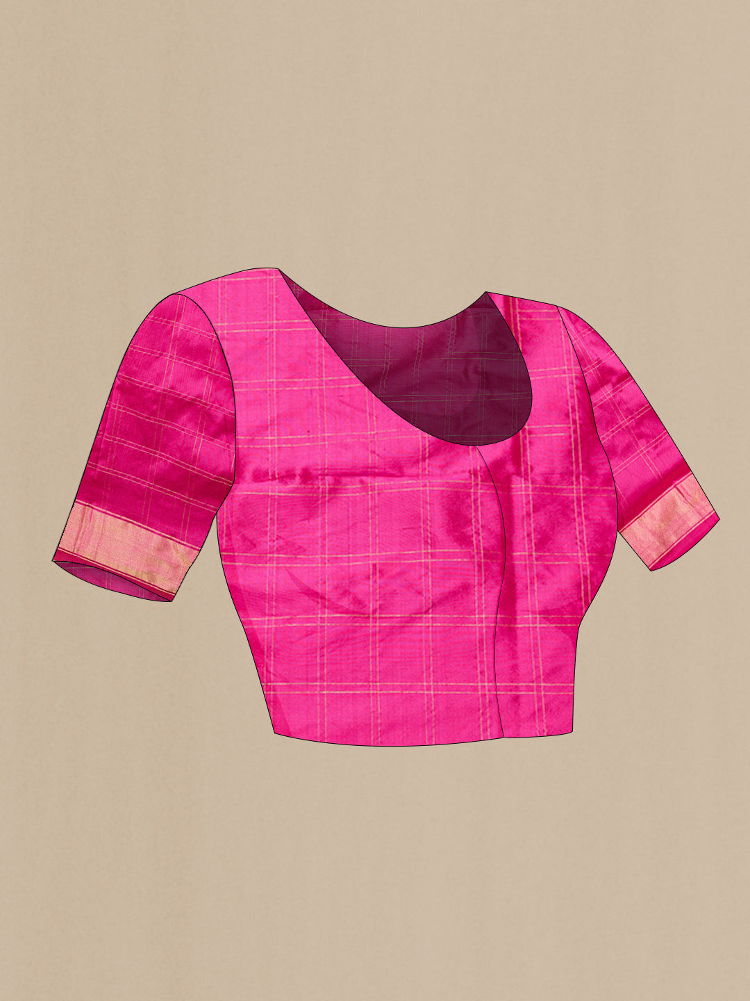 Close up image of the blouse of Bottle Green Dual Tone Double Ikat Saree with Ikat Print on the body and Ikat Border. 