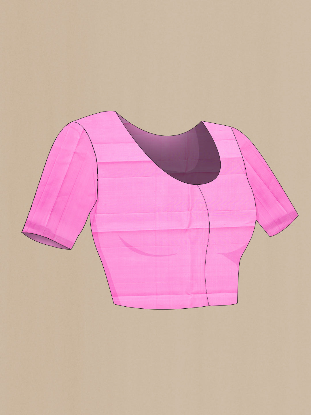 Close up image of the blouse of Gold Dual Tone Kanchipuram Silk Saree with Stripes on the body and Without Border