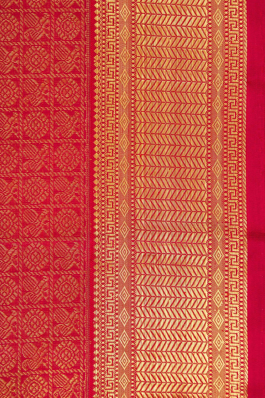 Border image of Pure Silk Pure Zari Red Dual Tone Kanjivaram Saree with Zari Brocade on the body and Zari Border. 