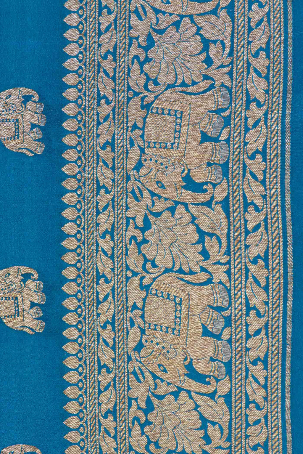 Border image of Sky Blue Dual Tone Banarasi Silk Saree with Zari Butta on the body and Zari Border. 