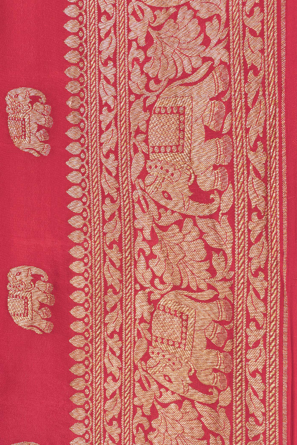 Border image of Red Dual Tone Banarasi Georgette Saree with Zari Butta on the body and Zari Border. 